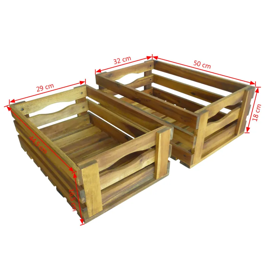 Caisse à pommes 2 pcs Bois d'acacia massif - 9