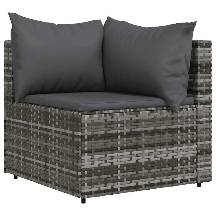 Canapés d'angle de jardin et coussins 2 pcs gris résine tressée - 3
