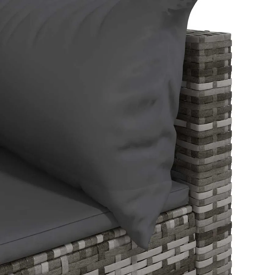 Canapés d'angle de jardin et coussins 2 pcs gris résine tressée - 7