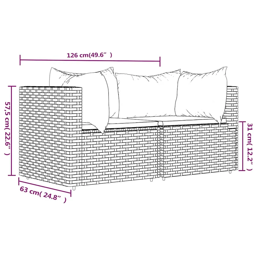 Canapés d'angle de jardin et coussins 2 pcs gris résine tressée - 9