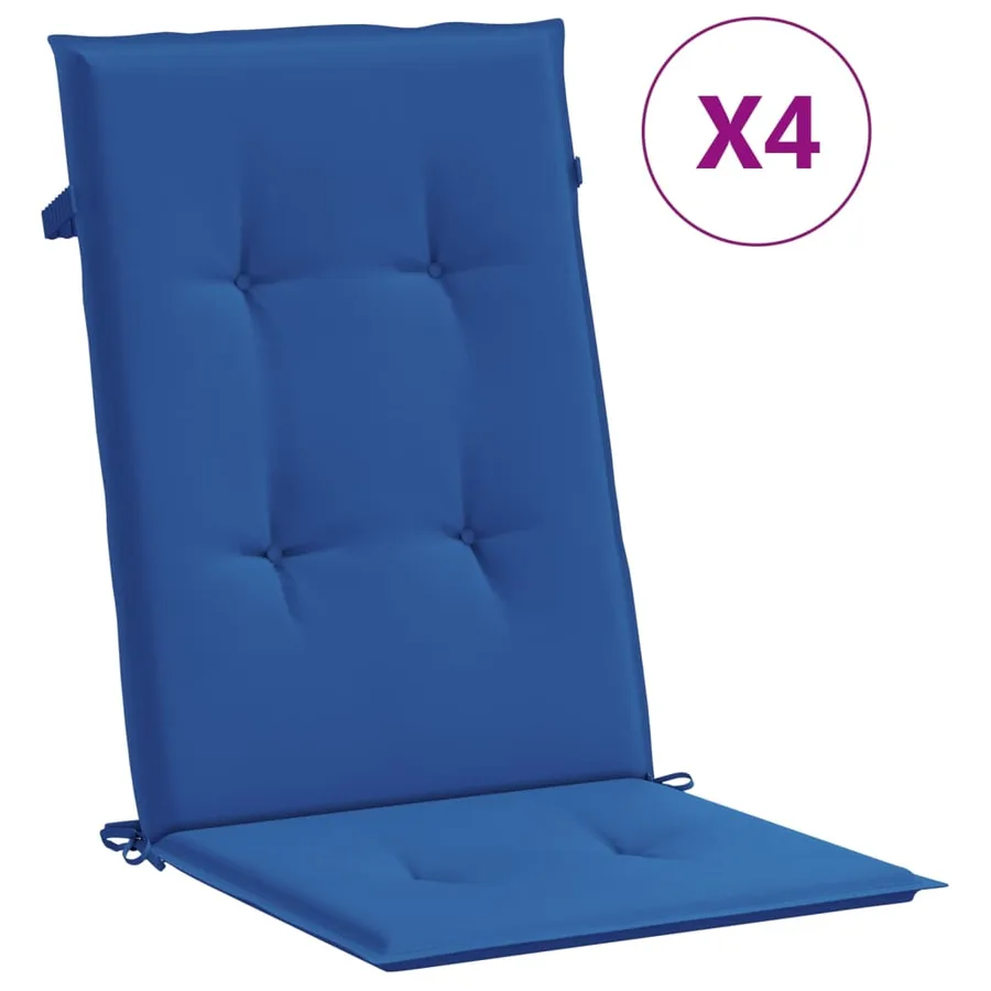 Coussins de chaise de jardin à dossier haut lot de 4 bleu royal - 2