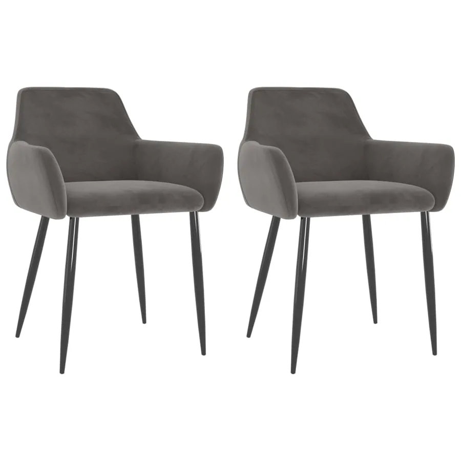 Chaises à manger lot de 2 Gris foncé Velours