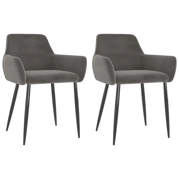 Chaises à manger lot de 2 Gris foncé Velours