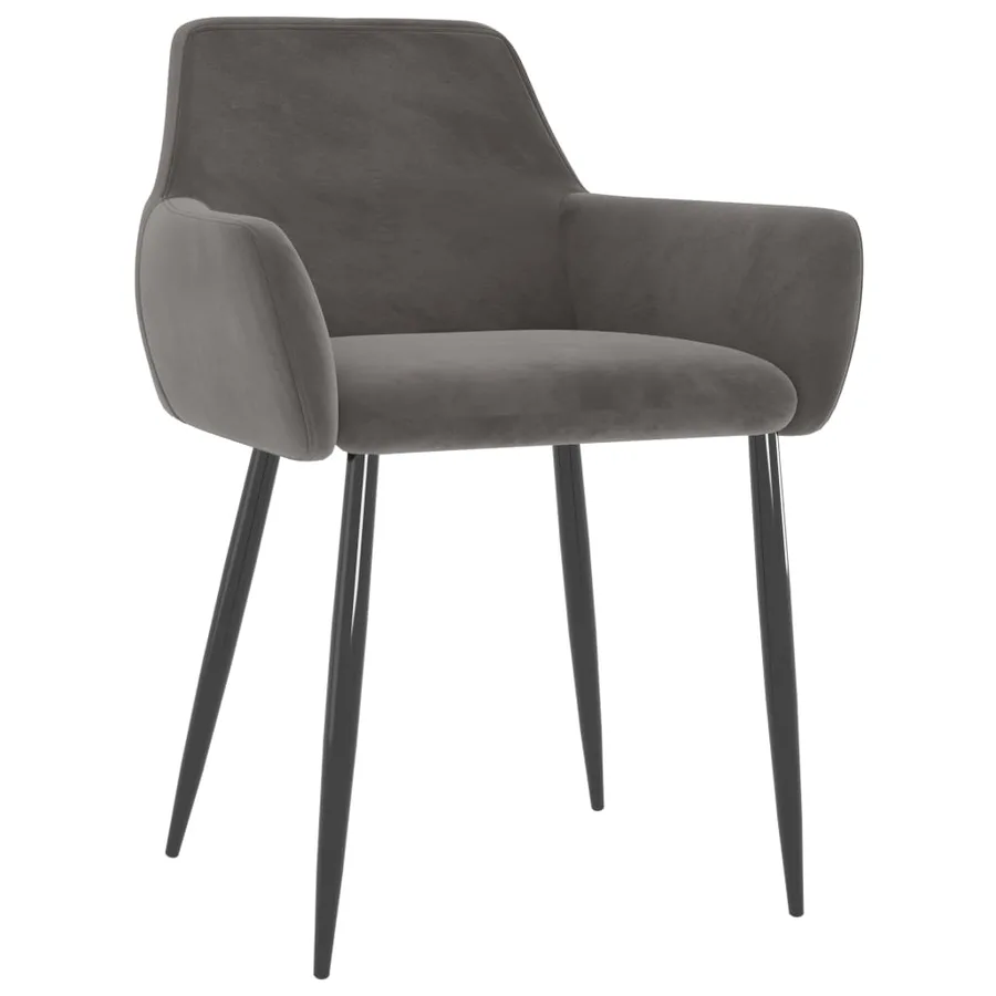 Chaises à manger lot de 2 Gris foncé Velours - 2
