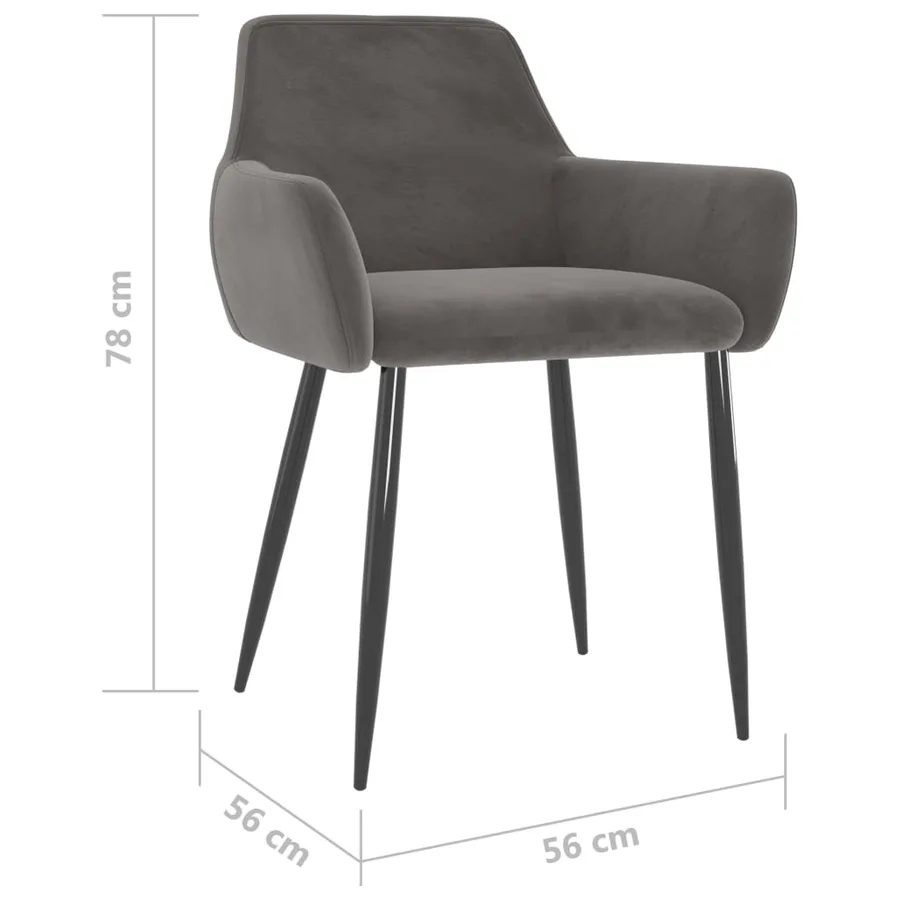 Chaises à manger lot de 2 Gris foncé Velours - 7