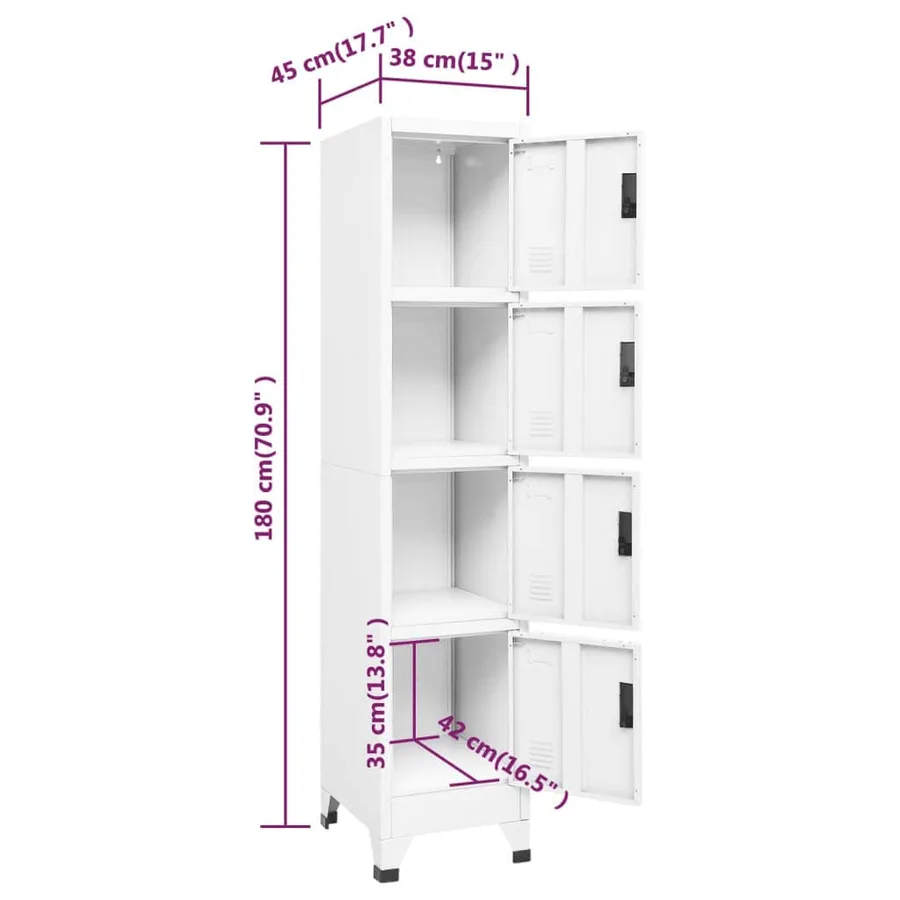 Armoire à casiers Blanc 38x45x180 cm Acier - 8