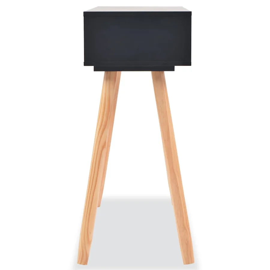 Table console Bois de pin massif 80 x 30 x 72 cm Noir - 4