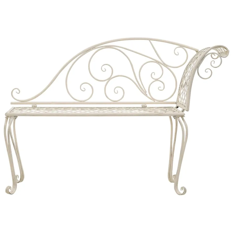 Chaise longue de jardin 128 cm Métal Antique Blanc - 2