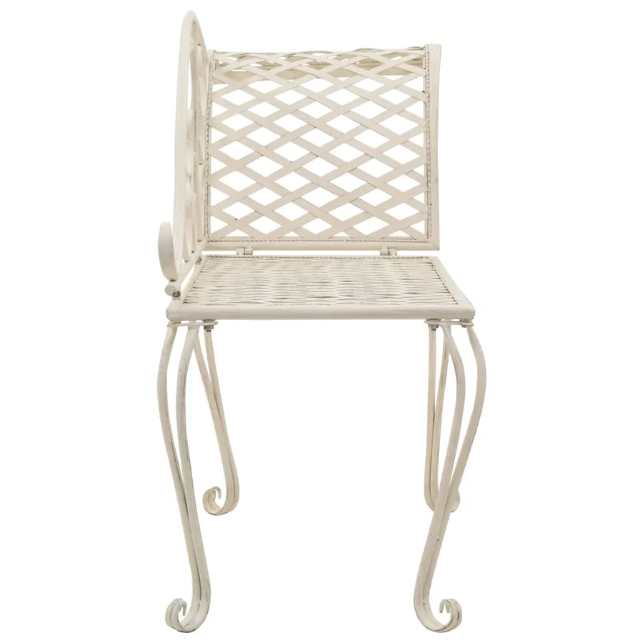Chaise longue de jardin 128 cm Métal Antique Blanc - 3