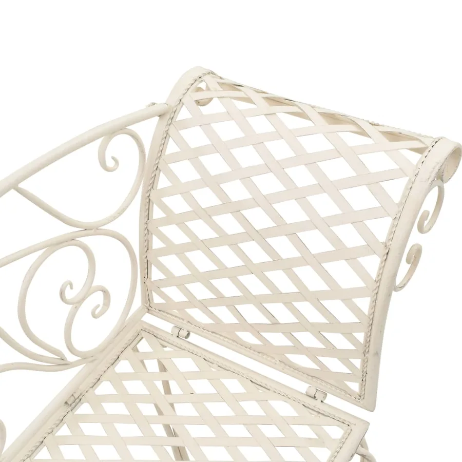 Chaise longue de jardin 128 cm Métal Antique Blanc - 4