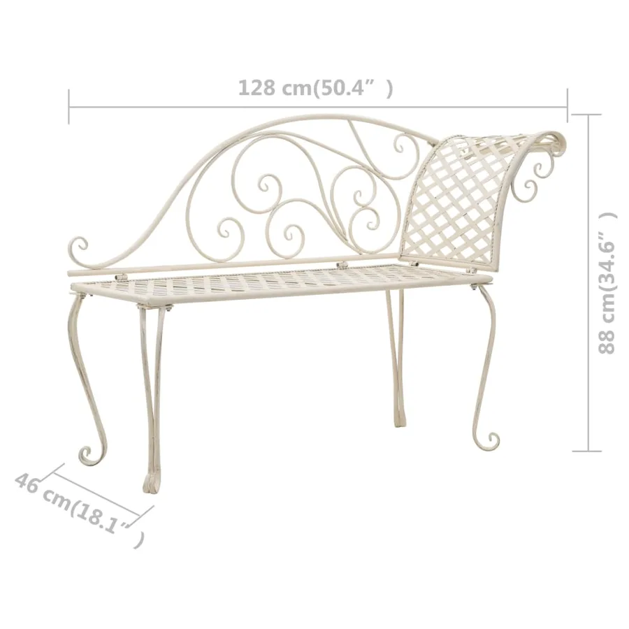 Chaise longue de jardin 128 cm Métal Antique Blanc - 6