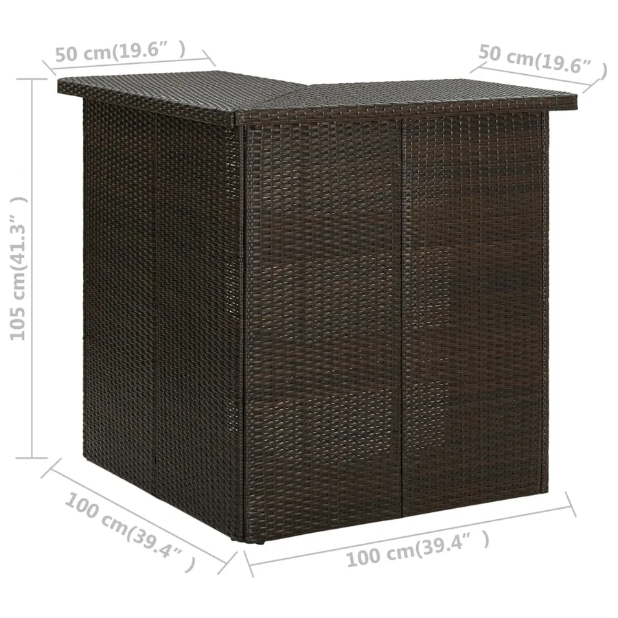 Table d'angle de bar Marron 100x50x105 cm Résine tressée - 7