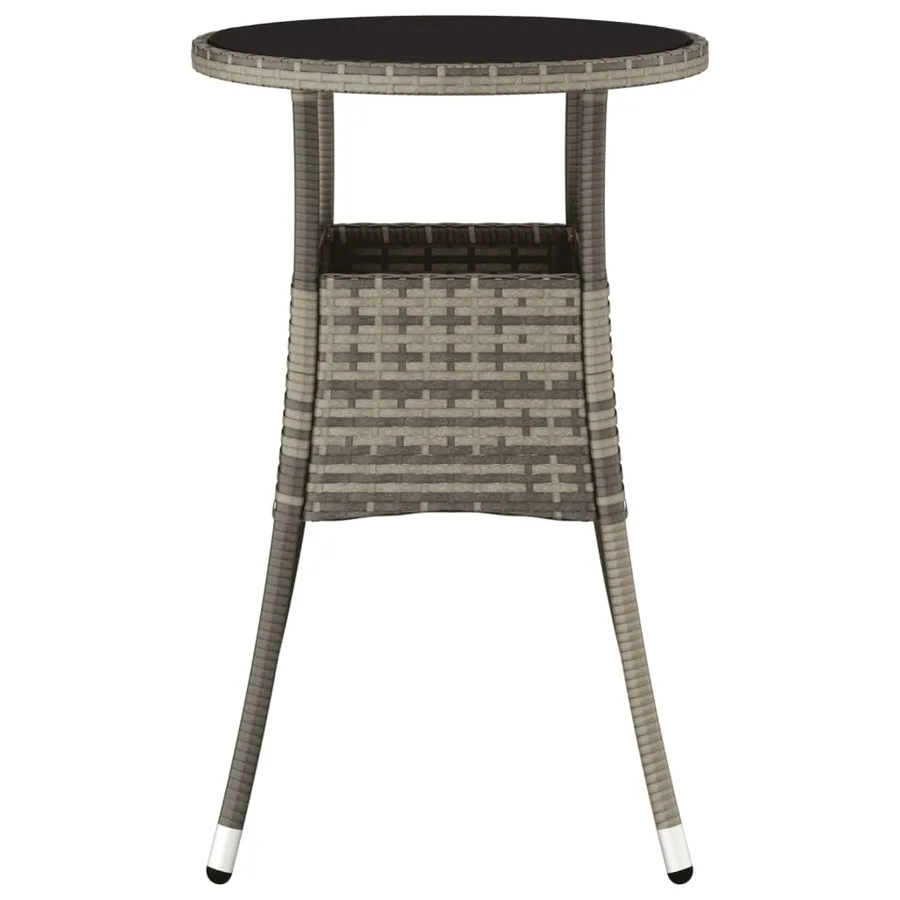 Table de jardin Ø60x75 cm Verre trempé/résine tressée Gris - 3
