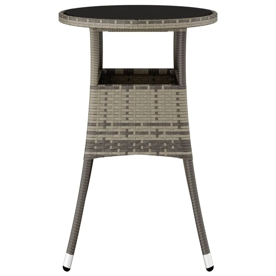 Table de jardin Ø60x75 cm Verre trempé/résine tressée Gris - 4