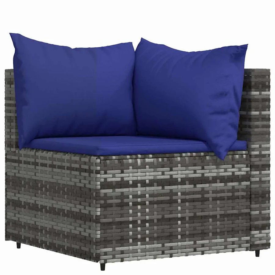 Salon de jardin 4 pcs avec coussins Gris Résine tressée - 4