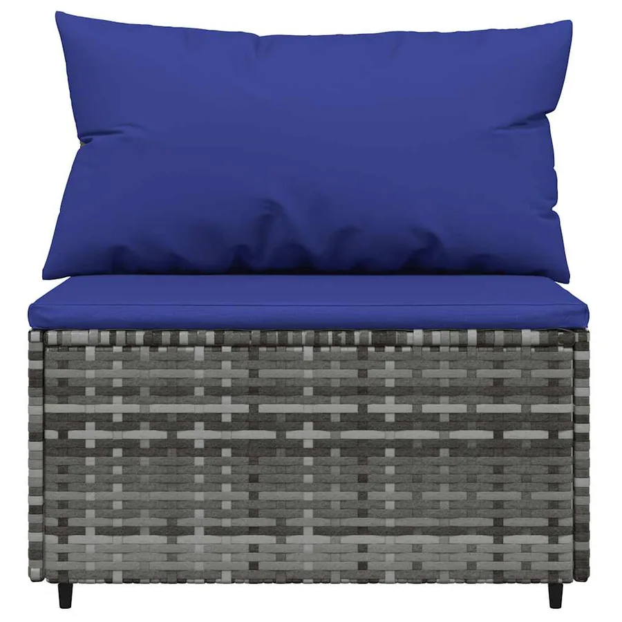 Salon de jardin 4 pcs avec coussins Gris Résine tressée - 6
