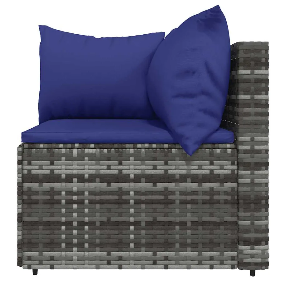 Salon de jardin 4 pcs avec coussins Gris Résine tressée - 9