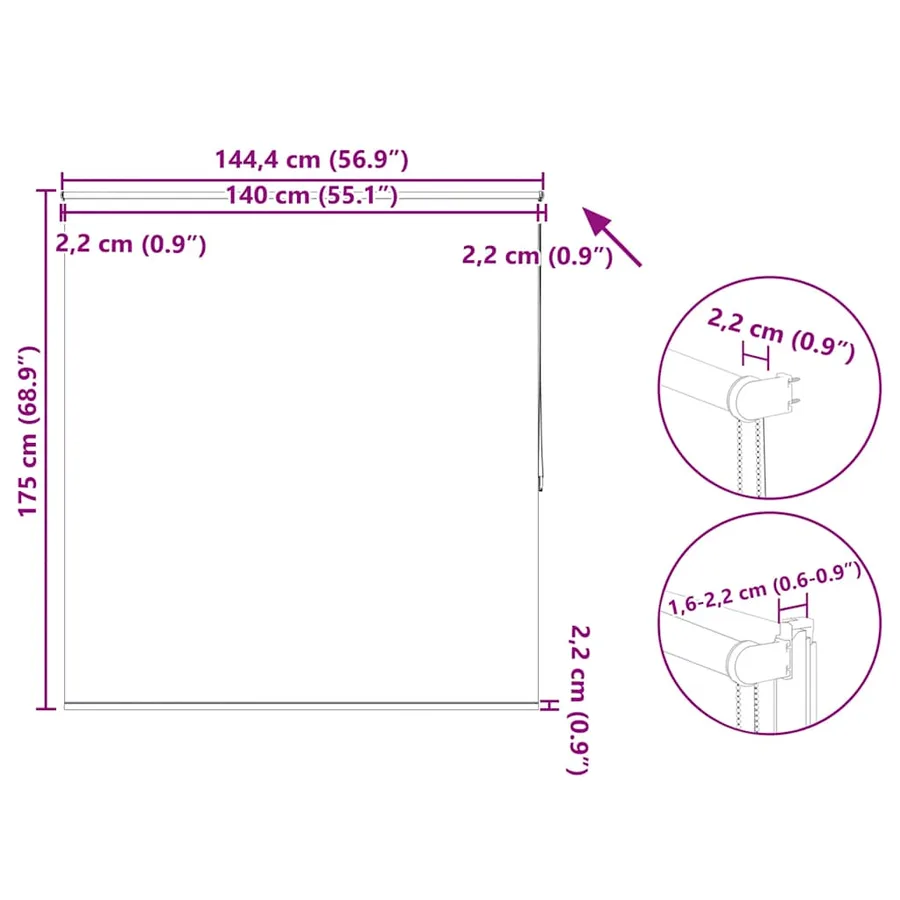 Store enrouleur occultant 144,4 x 175 cm, largeur du tissu 140 cm, gris - 18