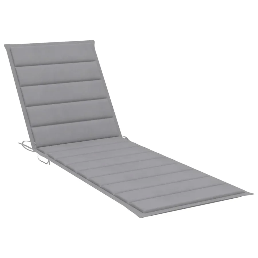 Chaise longue de jardin avec coussin Gris Bois d'acacia solide - 5