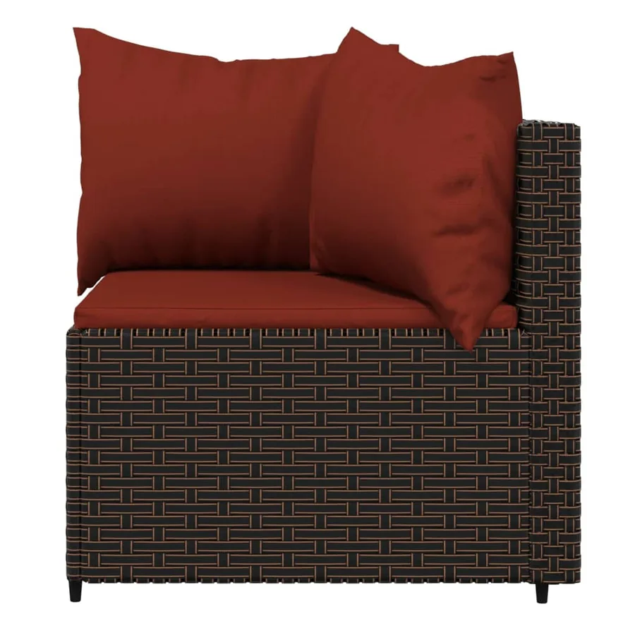 Salon de jardin 4 pcs avec coussins Marron Résine tressée - 5