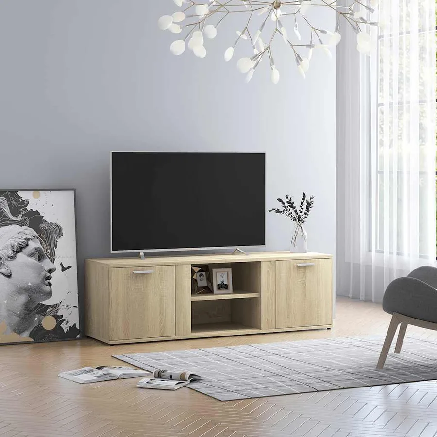 Meuble TV Chêne sonoma 120x34x37 cm Bois d’ingénierie - 4