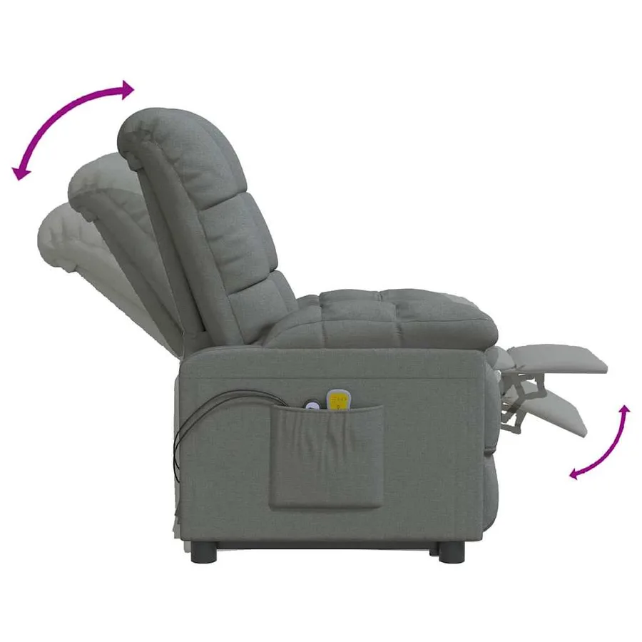 Fauteuil électrique de massage Gris foncé Tissu - 8
