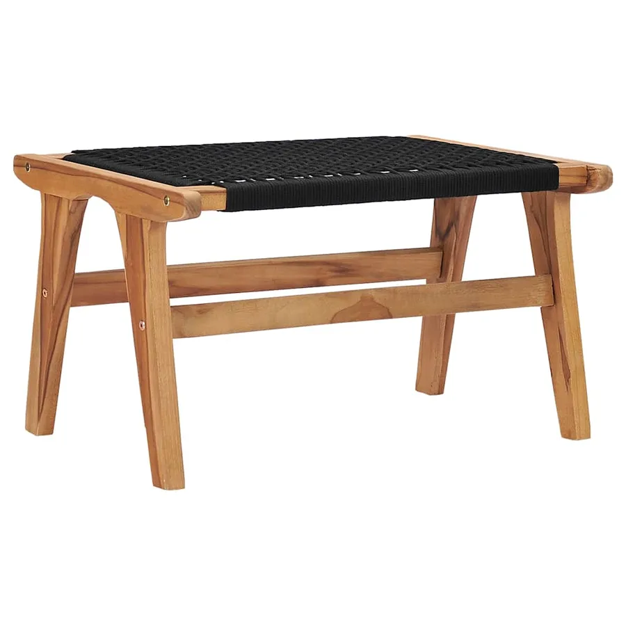 Chaise longue avec repose-pied Bois de teck solide et corde - 10