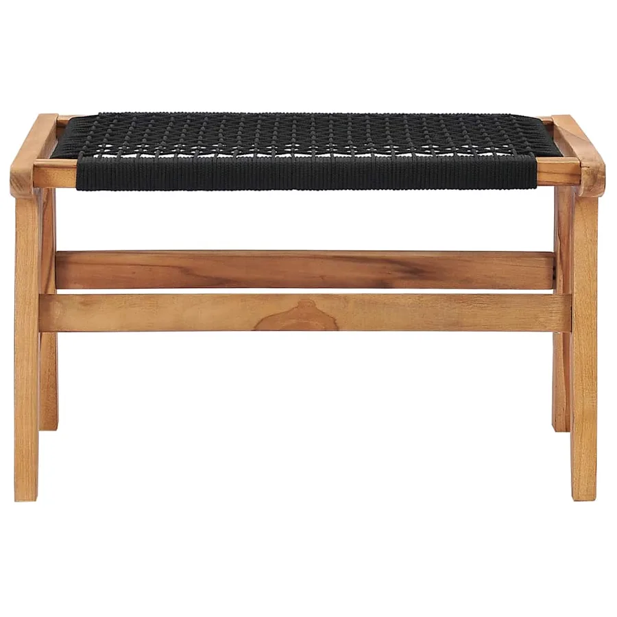 Chaise longue avec repose-pied Bois de teck solide et corde - 12
