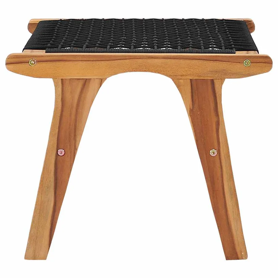 Chaise longue avec repose-pied Bois de teck solide et corde - 13