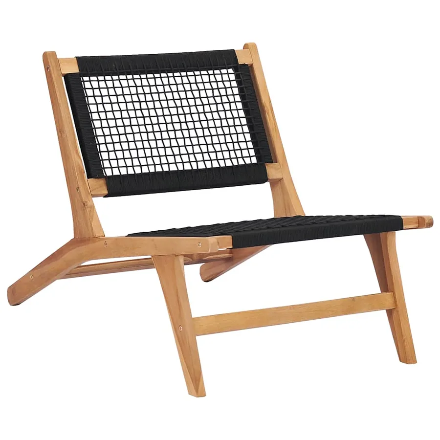 Chaise longue avec repose-pied Bois de teck solide et corde - 4