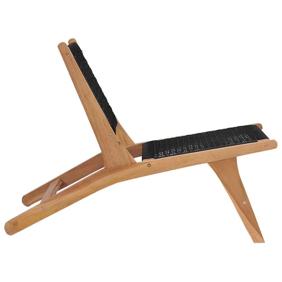 Chaise longue avec repose-pied Bois de teck solide et corde - 5