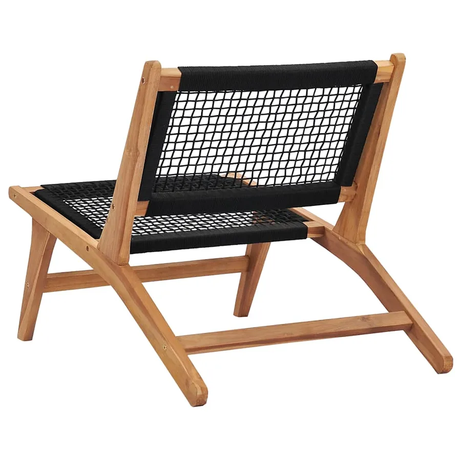 Chaise longue avec repose-pied Bois de teck solide et corde - 7
