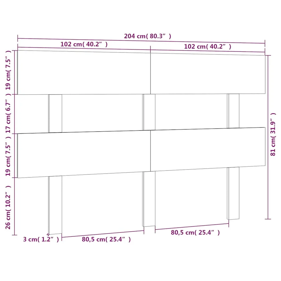 Tête de lit Blanc 204x3x81 cm Bois massif de pin - 6