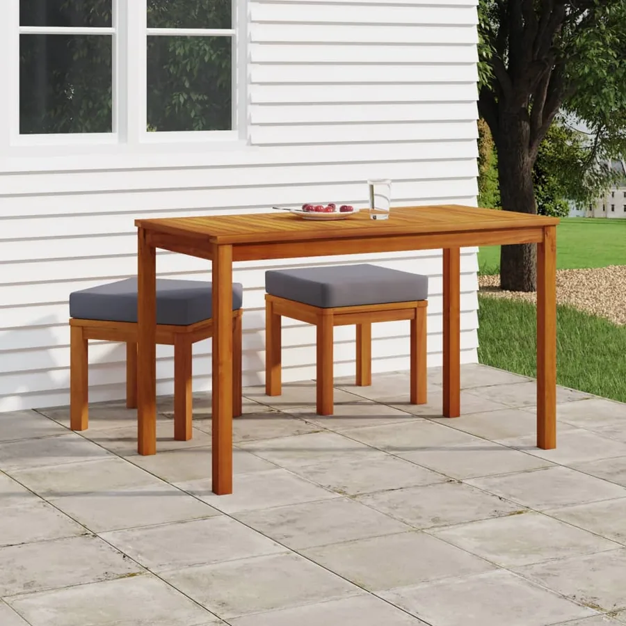Ensemble à manger de jardin 3 pcs et coussins Acacia solide