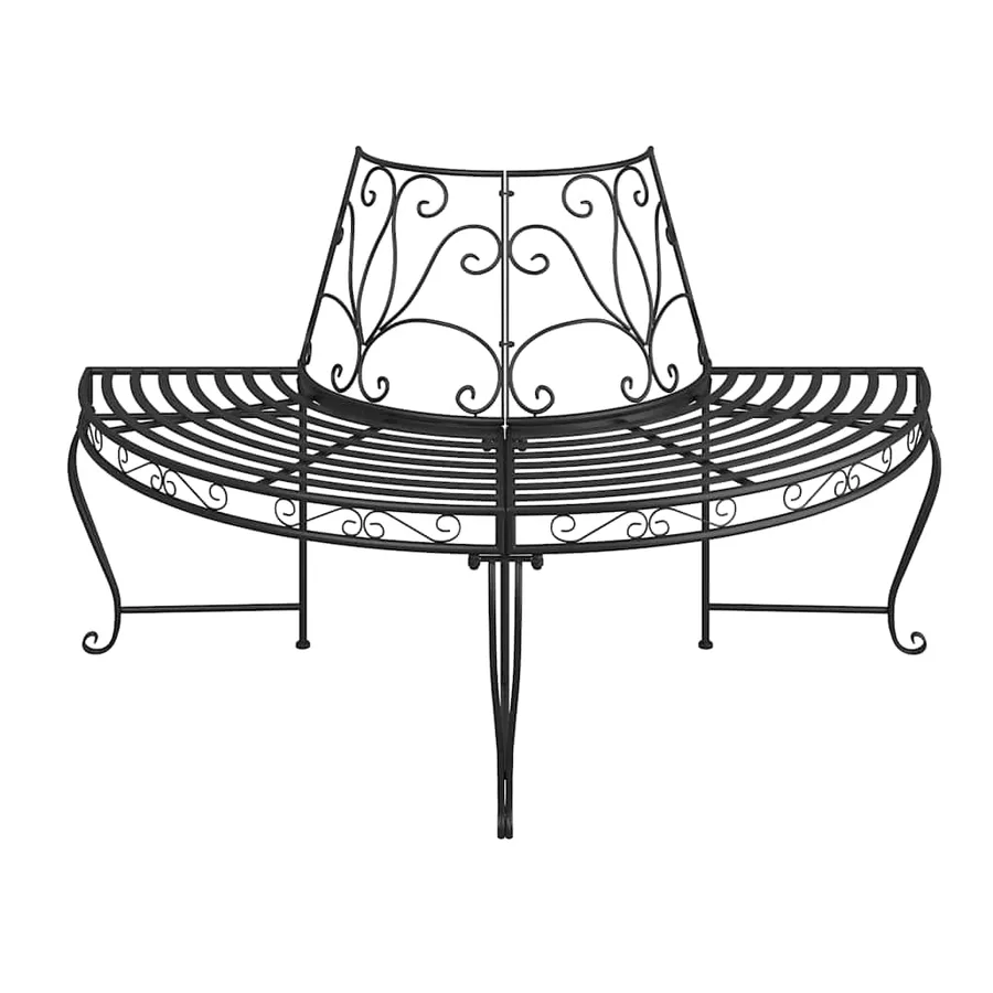 Banc demi-circulaire tour d'arbre lot de 2 Ø160 cm Noir Acier - 3