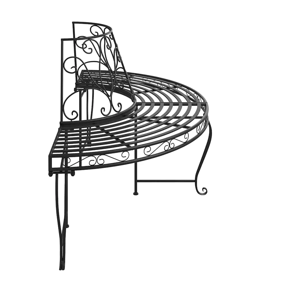 Banc demi-circulaire tour d'arbre lot de 2 Ø160 cm Noir Acier - 4