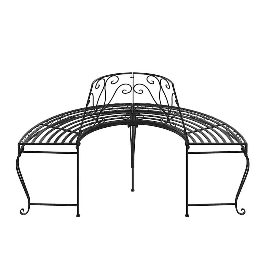 Banc demi-circulaire tour d'arbre lot de 2 Ø160 cm Noir Acier - 5