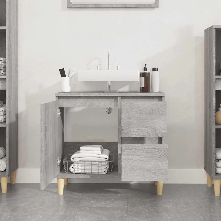 Armoire de bain sonoma gris 65x33x60 cm bois d'ingénierie - 3