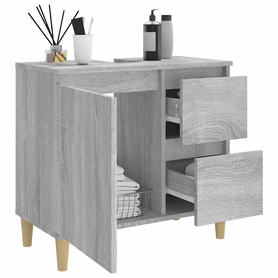Armoire de bain sonoma gris 65x33x60 cm bois d'ingénierie - 4