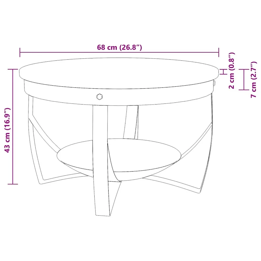 Table basse Ø68x43 cm Bois de récupération massif - 13