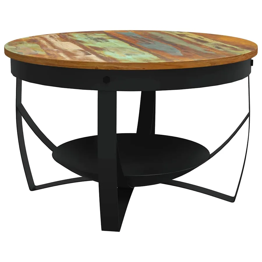 Table basse Ø68x43 cm Bois de récupération massif - 2