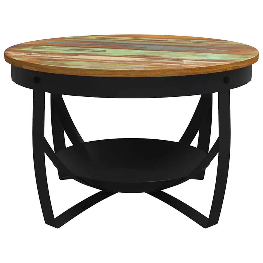 Table basse Ø68x43 cm Bois de récupération massif - 5