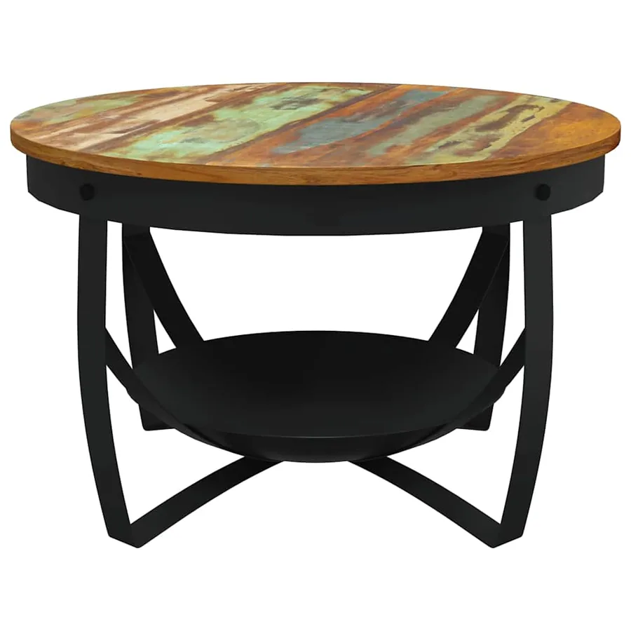 Table basse Ø68x43 cm Bois de récupération massif - 6