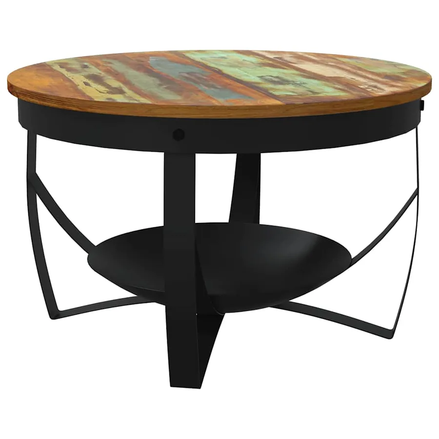 Table basse Ø68x43 cm Bois de récupération massif - 7