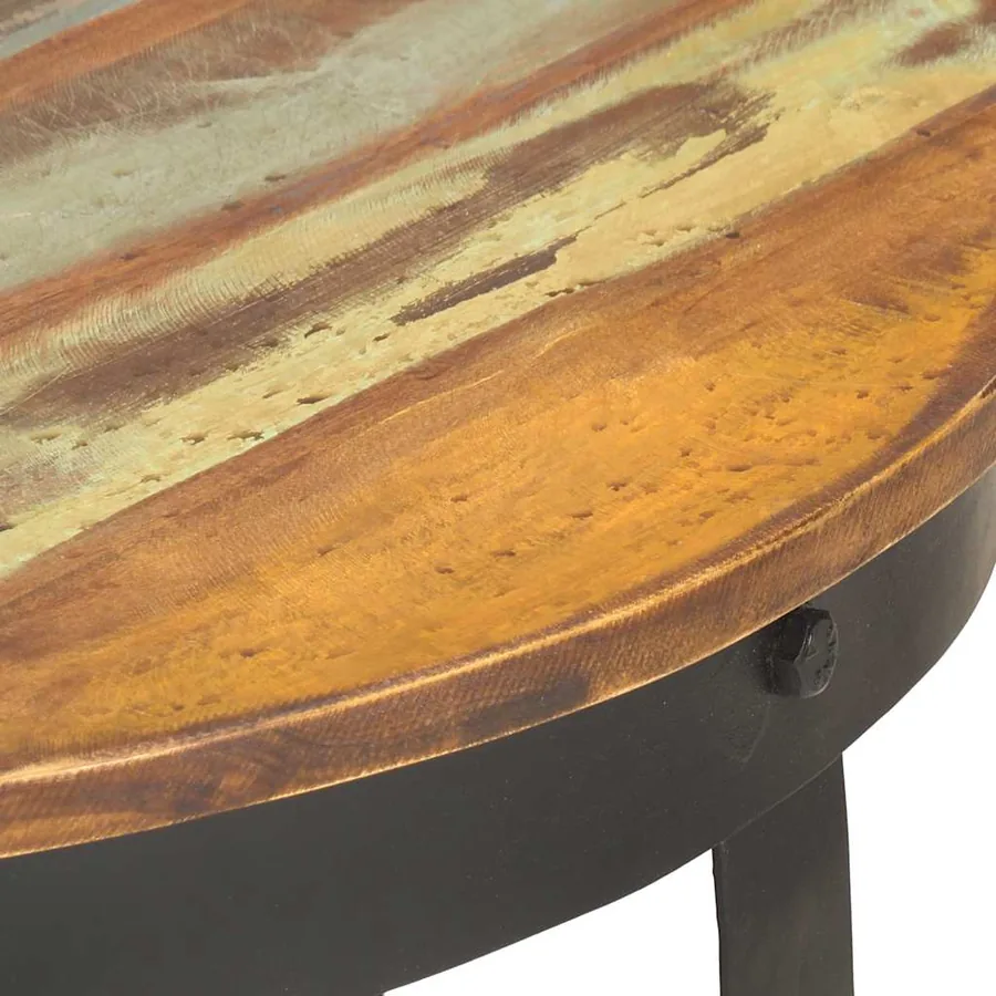 Table basse Ø68x43 cm Bois de récupération massif - 9