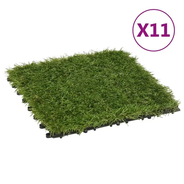 Carreaux de gazon artificiel 11 pcs Vert 30x30 cm