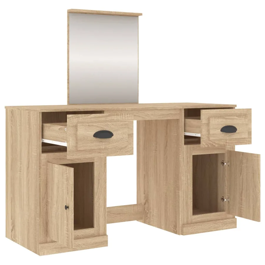 Coiffeuse avec miroir chêne sonoma 130x50x132,5 cm - 8