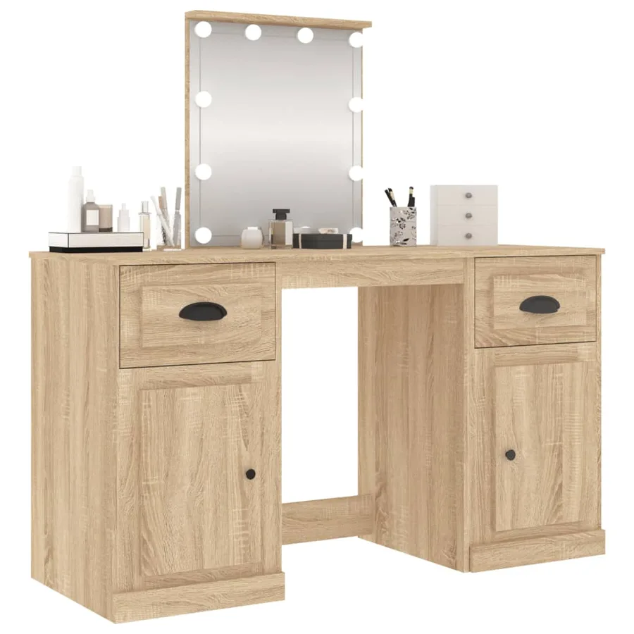 Coiffeuse avec LED chêne sonoma 130x50x132,5 cm - 4