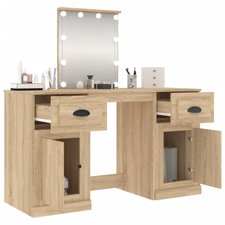 Coiffeuse avec LED chêne sonoma 130x50x132,5 cm - 5