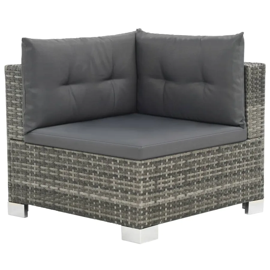 Salon de jardin 10 pcs avec coussins Résine tressée Gris - 2
